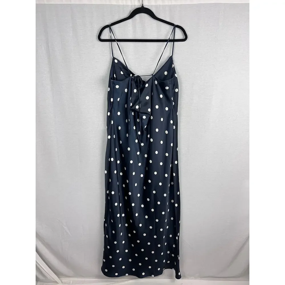 NWT Old Navy Dress Cowl Neck Slip Maxi Polka Dot Satin Romantic Party Retro - Picture 5 of 8